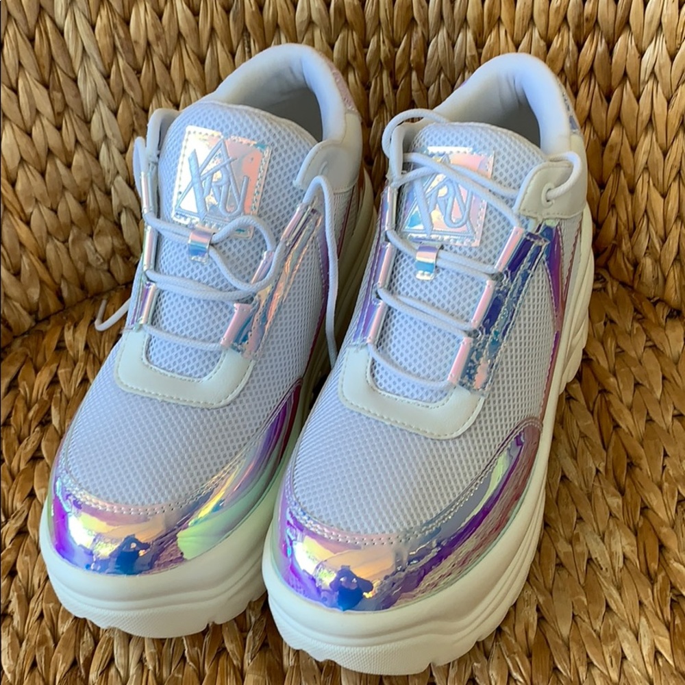 YRU Matrixx White Holographic Dad Sneakers - Picture 8 of 8